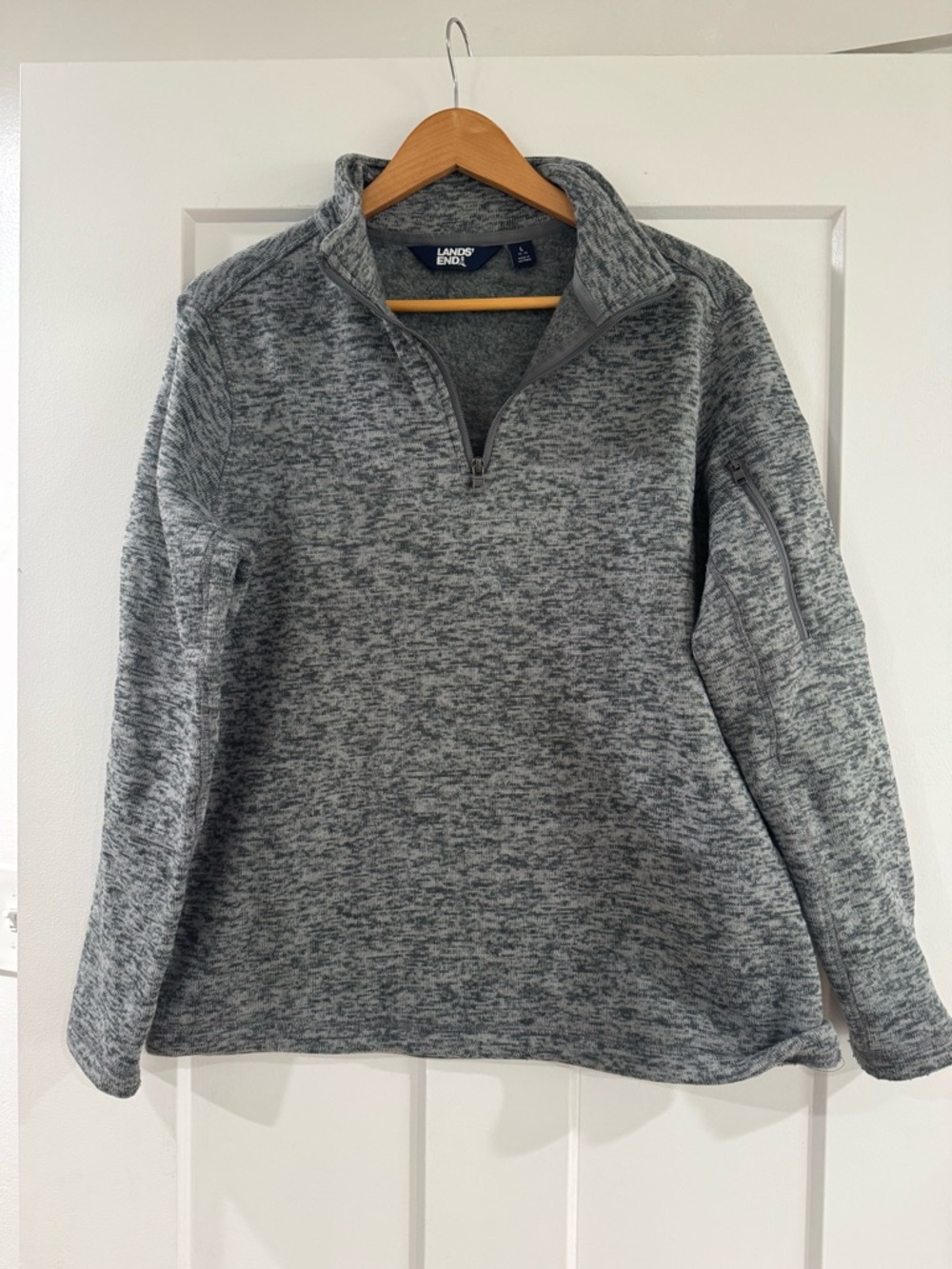 Lands' End Charcoal Gray Heather Fleece Quarter-Zip